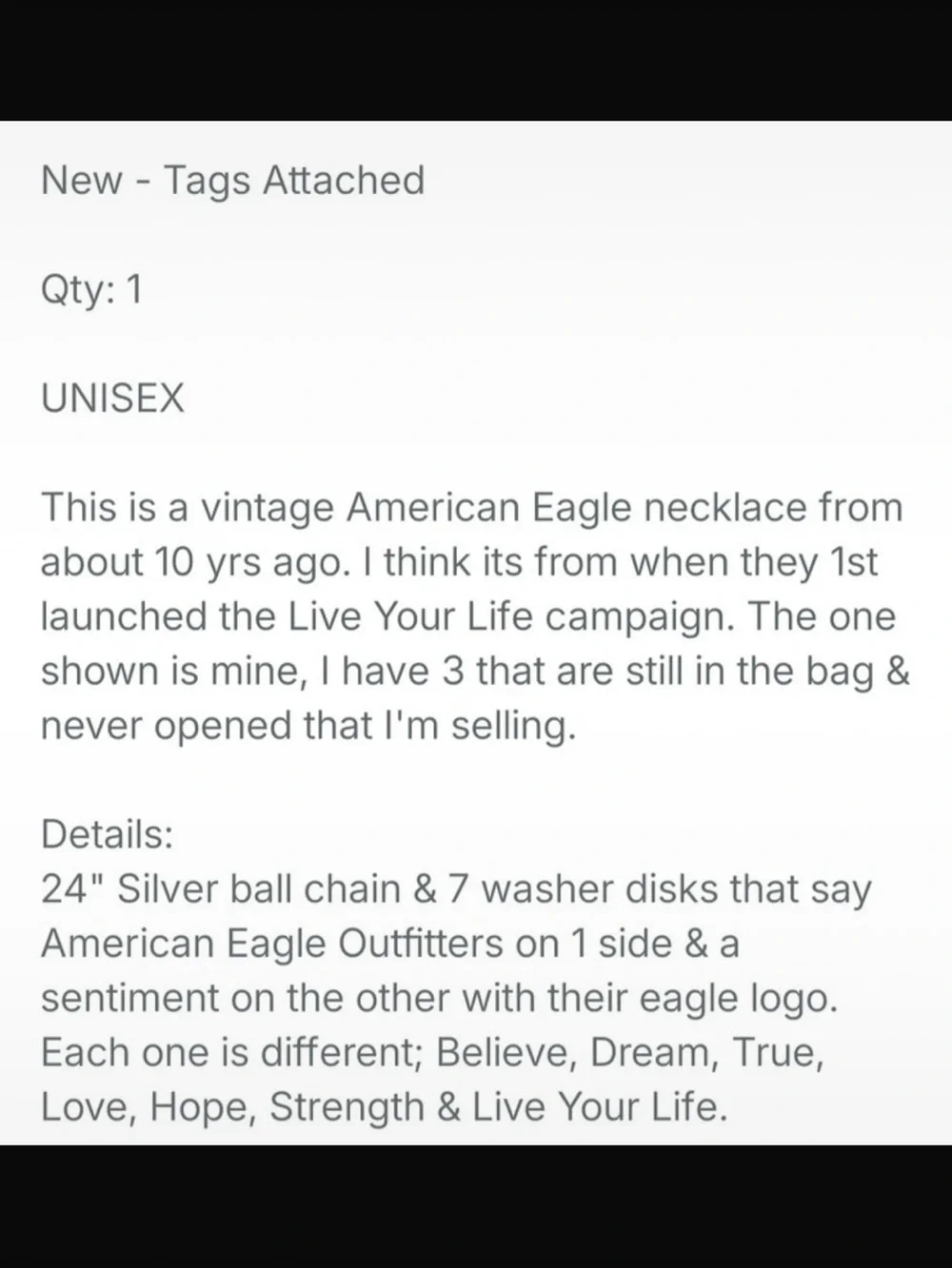 American Eagle Inspirational Silver Tone Circle Pendant Necklace - Live Your Lif